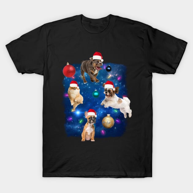 Christmas Dogs In Space T-Shirt by Emart